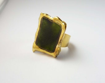 Original green gold ceramic rectangle ring