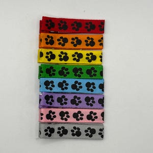 Paw Print Ribbon Lined Alligator Clips: Baby Girl Hair Accessories