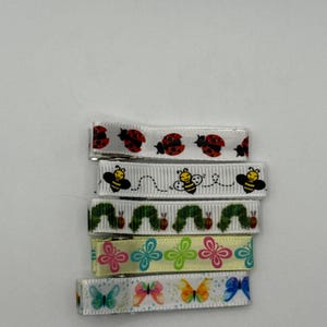 Insect Ribbon Lined Alligator Clips: Baby Toddler Hair Accessories