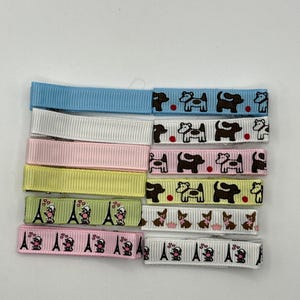 Ribbon Lined Alligator Clips: Dog Print Hair Accessories