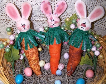 Muster/Primitiv Hase Karotten Folk Art Pattern Et