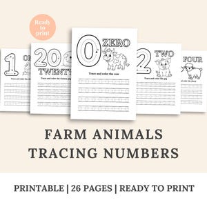 Basic Tracing Numbers Worksheets for Kids Screen Free Multiple Activities Farm Animals Themed Preschool Printable Homeschool Moms Resources