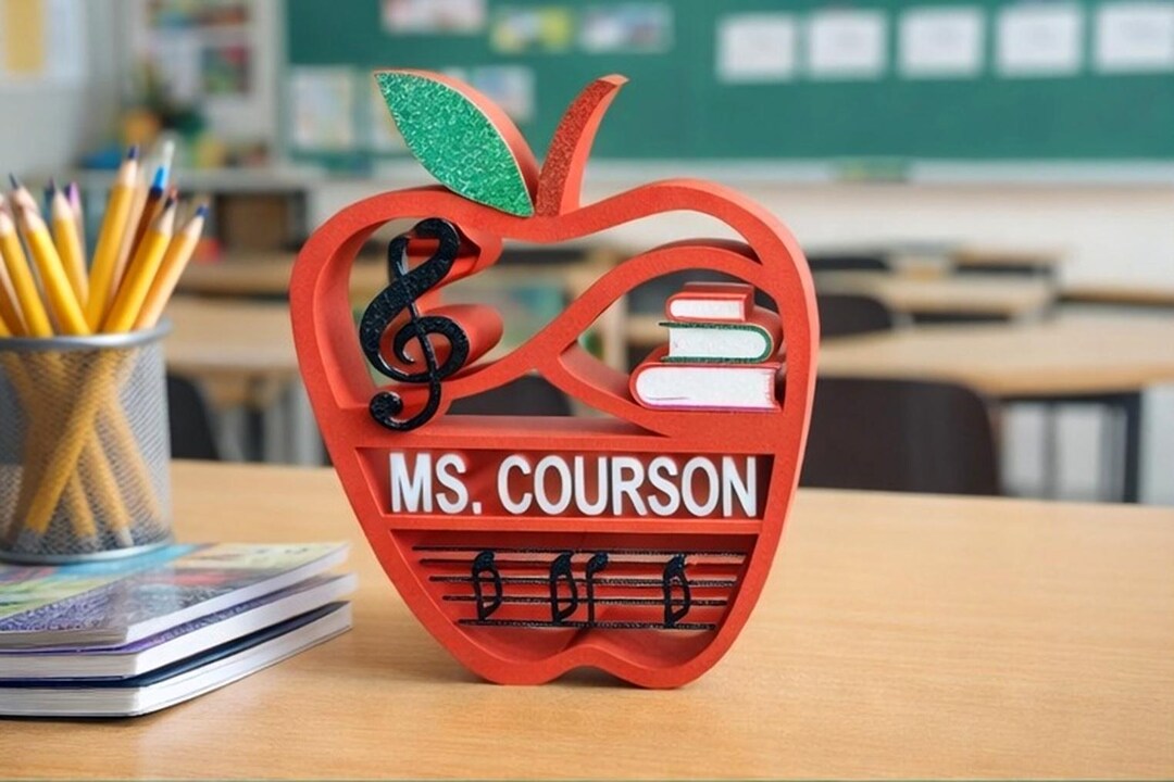 Teachers Apple Name Sign for Wall or Desktop - Etsy