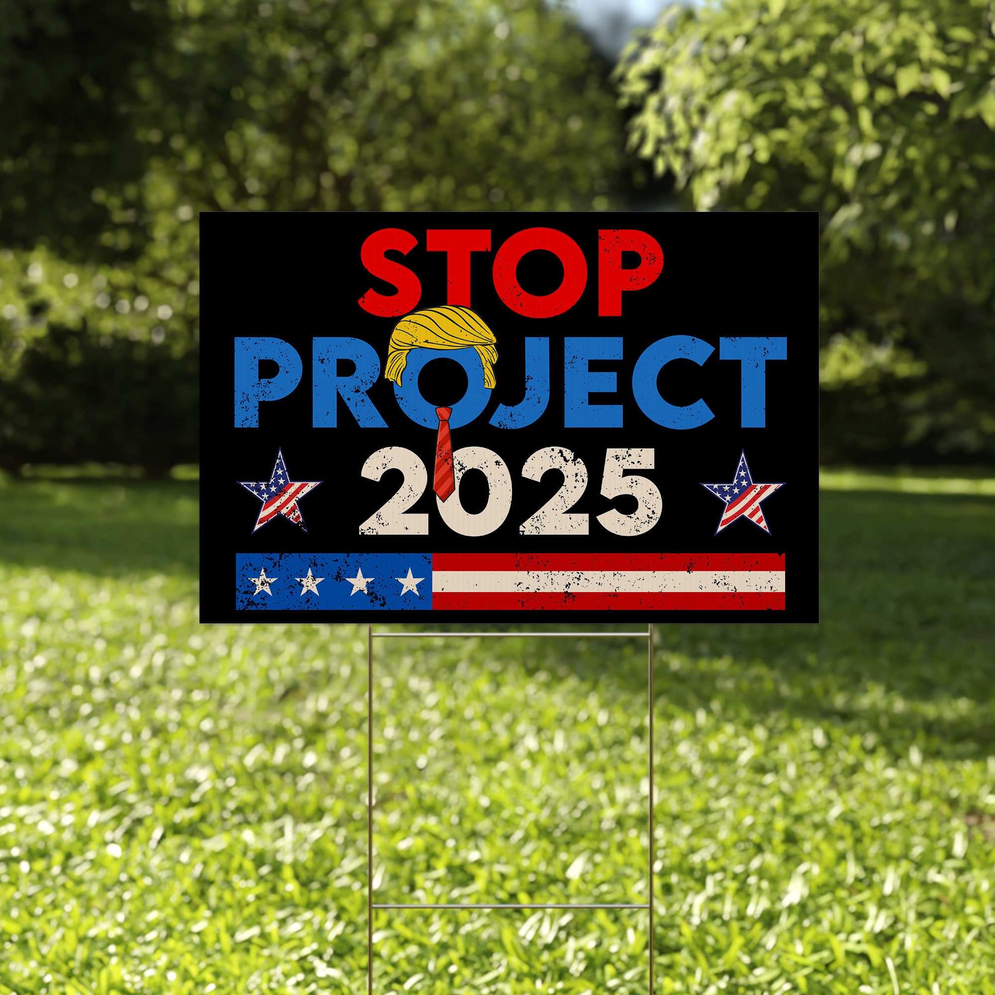 Discover Stop Project 2025 Yard Sign - Pro Democracy Design
