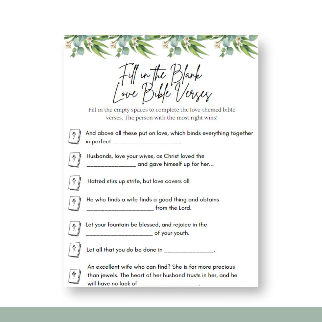 Christian Bridal Shower Games Bundle printable - Etsy