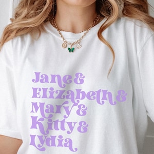 Pride & Prejudice-T-shirt: Bennet Sisters Comfort Colors Bookish T-shirt voor lezers