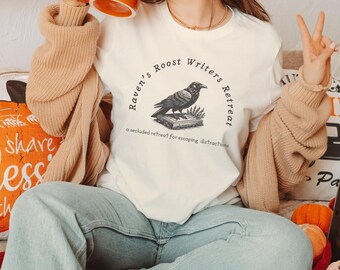 Ironic Raven T-shirt: Edgar Allan Poe Boktittande T-shirt