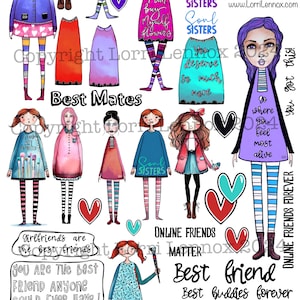 Friendship girls collage fodder set of 4