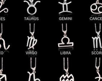 Zodiac Pendants Chain Necklace, Minimalist 925 Silver Jewelry | Full 12 Signs Astrology Necklace Set, Horoscope Sign Necklace