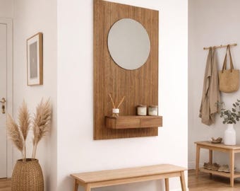 LAIA hanging hall furniture/ Entrance furniture with mirror and drawers, Floating entrance furniture/ Wall entrance furniture/ Ref. 2310, Measurements 70*17*120