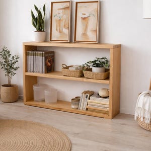 Lage LANA massief houten boekenkast/ Lage houten boekenkast/ Bijzetboekenkast, Ref. 1300....1390, Diverse maten.