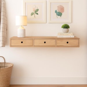 ELIO Schwebende Konsole mit Schubladen/ Hängeelement aus Massivholz/ Wandkonsole/ Flurelement, Ref. 1900, Maße 110*25*15h.