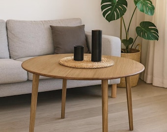 Mesa comedor redonda VEGA en madera de pino macizo/ Mesa comedor redonda con 4 patas/ Mesa circulo sencilla/ Ref.900/910 Varias medidas