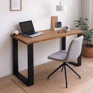 Lyra massief houten studietafel / bureau van hout en ijzer / studietafel van hout en smeedijzer / bureau / Ref3000-3050 diverse maten