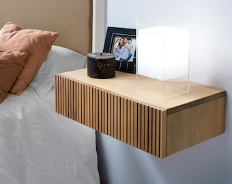 Mesa de cabeceira suspensa IRIA com gaveta/Móvel suspenso em madeira maciça/Mesa de cabeceira de parede/Ref. 200/210 Vários tamanhos 40/50*30*15