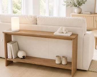 Consola estrecha IRIS/ Librero bajo estrecho en madera/ Mueble auxiliar poco fondo, consola detrás sofáRef.4600....4690, Varias medidas.