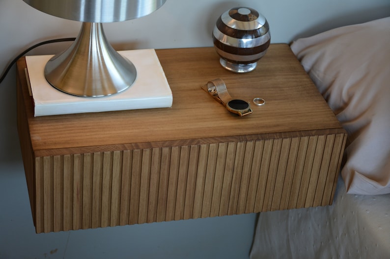 Mesita noche Flotante IRIA cajón/mueble colgante madera maciza/ Mesilla para colgar en pared/ Ref.200/210 Varias medidas 40/50*30*15 imagen 5