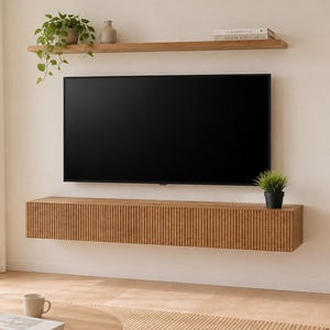 IRIA zwevende tv-kast/hangende tv-kast/tv-opbergkast, met scharnierende gestreepte deur, Ref. 1100-1110, diverse maten