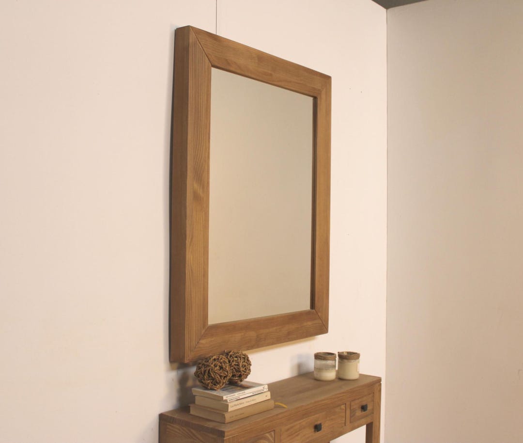 LEO Solid Wood Wall Mirror, Mirror for Entryway or Bathroom, Bedroom ...