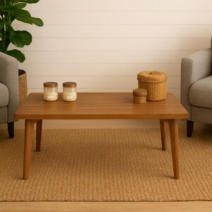 Stolik kawowy prostokątny TILDA z litego drewna, drewniany stolik kawowy, stolik kawowy, niski stolik kawowy, Ref 2900. Wymiary 100*50*40h