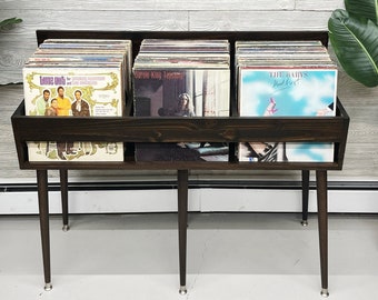 THE VINTEDGER™ *TRIPLE* Display Wood Record Album Storage Stand