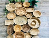 vintage farmhouse bohemian wicker rattan trivet wall basket