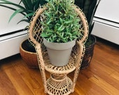 vintage wicker peacock chair plant stand 12 quot tall