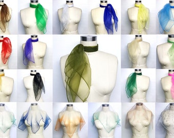 Thin Sheer Coloured Square Fashion Scarf Head Wrap 100/% Polyester Accessories