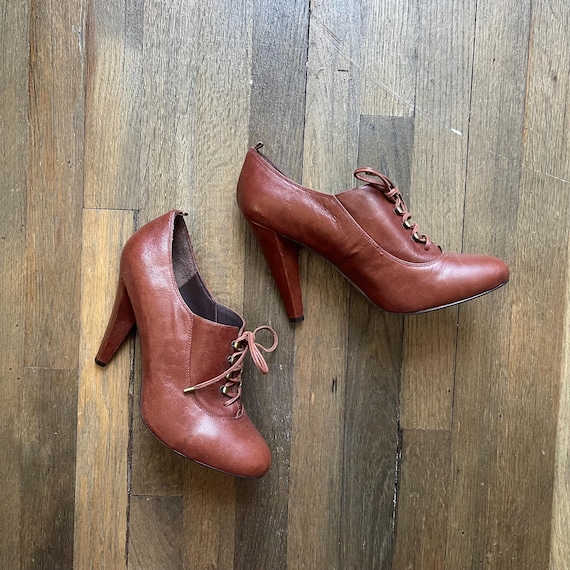 Vintage Saks 5th Ave Brown Leather Lace-Up Ankle Boots - Size 11