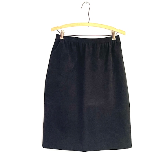 Vintage Black Velvet Pencil Skirt. Abe Shrader. High Waisted Black Skirt. Black Faux Suede Mini Skirt. 80s 90s Y2k 00s. Dark Academia Skirt.