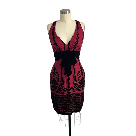 Vintage Burnout Velvet Burgundy Black Halter Mini Dress. Gothic Floral Burnout Velvet Halter Dress. Velvet Floral Dress. 90s Y2K. 2000s. 00s