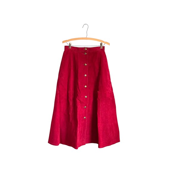 Vintage Cranberry Suede Maxi Skirt, High Waisted 80s/90s Whimsigoth