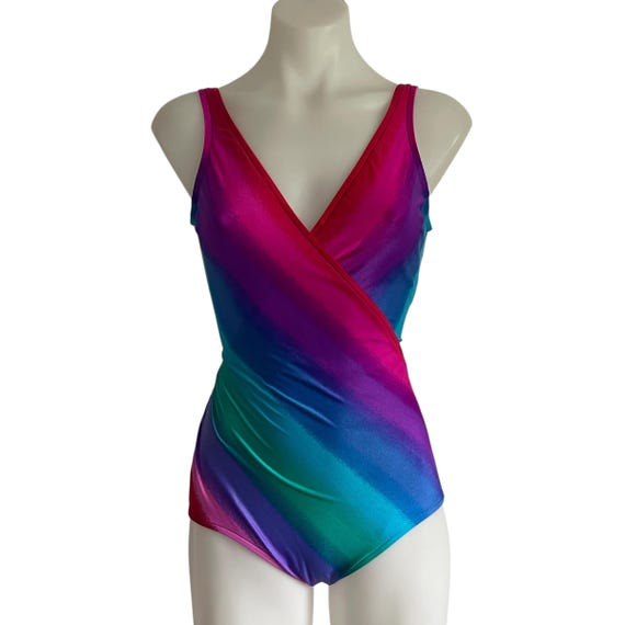 Vintage Jantzen Multicolor Rainbow One-Piece Swimsuit. Colorful Backless Swimsuit. Summer. Beach. 70s. 80s.