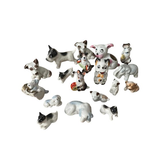 Vintage Ceramic Dog Figurines: 50s 60s Lil' Doggies Decor