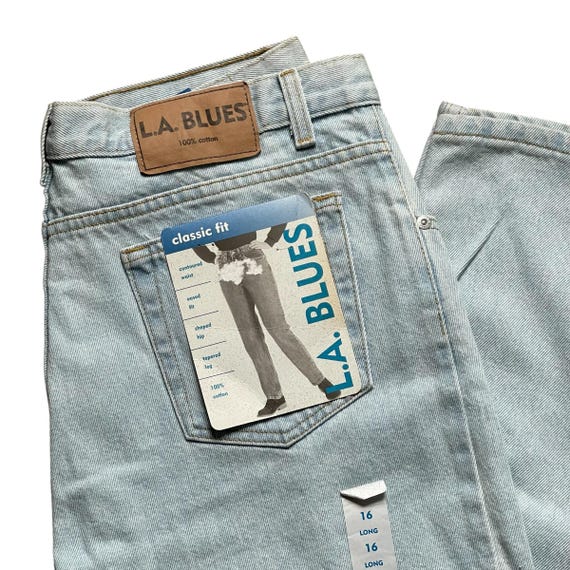 Vintage L.A. Blues High Waisted Jeans: Pale Blue Baggy 80s 90s