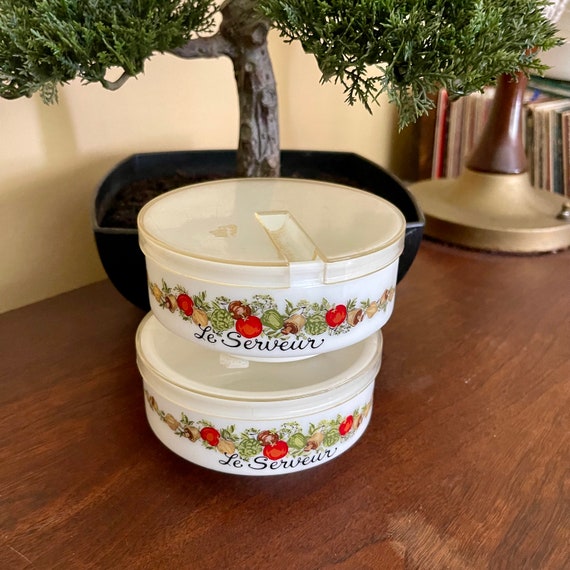 Vintage La Serveur Serving Dish. Serveware Set. Corning Ware Set. Lidded Bowls. Bowl Set. MCM. Mid Century. 60s. 70s. 80s. Spice of Life.