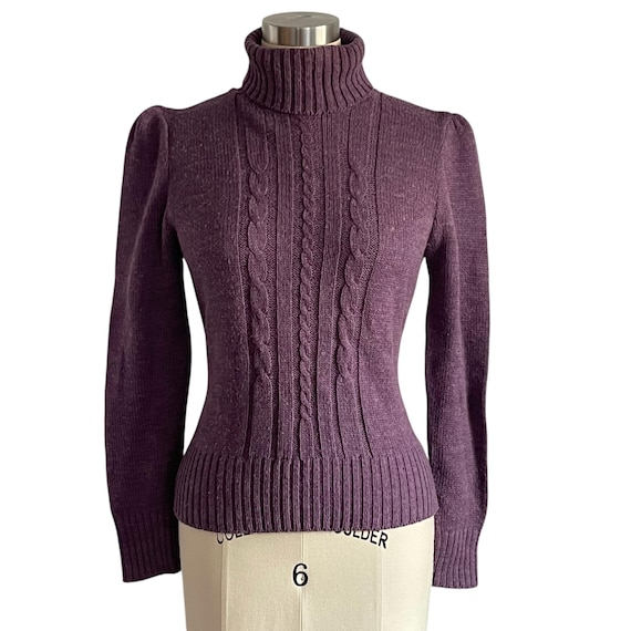 Vintage It's Pure Gould Purple Autumn Knit Sweater: Purple Turtleneck Sweater Blouse, Casual Sweater, Purple Fall Sweater, 70s 80s 90s Y2K