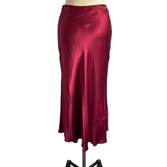 Vintage Jaclyn Smith Silk Maxi Skirt: 90s Red Bias Cut Evening Skirt
