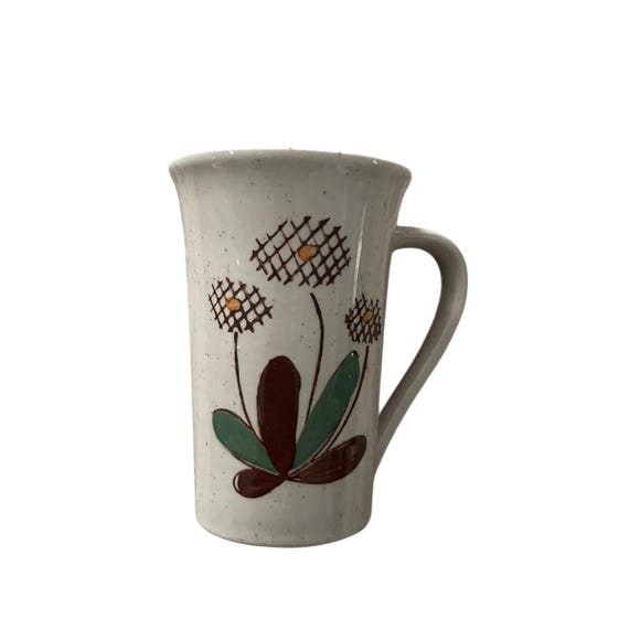 Vintage Thistle Ceramic Coffee Mug. Rustic Pottery Coffee Mug. Coffee Tea Mug. Autumn Fall Mug. Cottage Mug Cup.