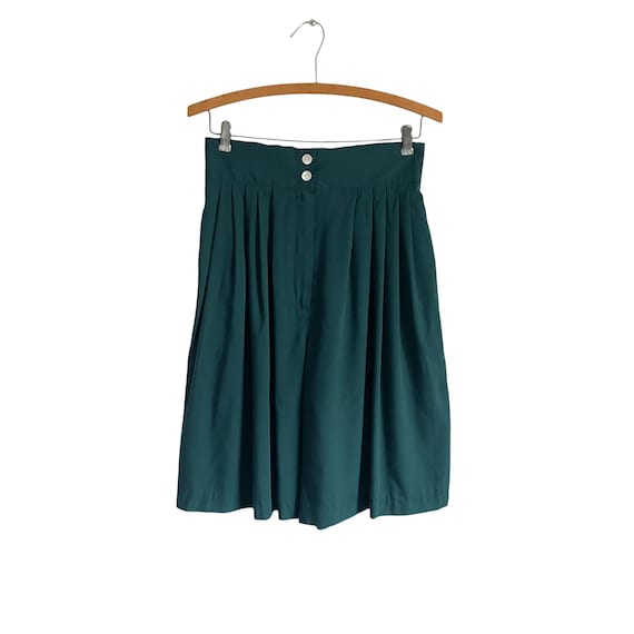 Vintage Green Pleated Shorts. Retro Mod High Waist Skorts. Kathie Lee Collection. Casual Dress Shorts. Summer Casual Shorts. 80s. 90s.