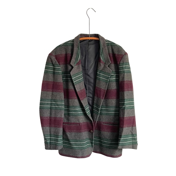 Vintage 80s 90s Striped Wool Blazer Jacket. Grunge Goth Oversized Blazer Coat. Dark Cottagecore. Ian Sport Blazer. Coffee House Blazer. XXL.