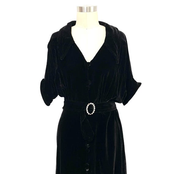 Vintage Zelda Black Velvet Bias Cut Maxi Dress. Retro 20s 30s Black Velvet Maxi Dress. Titanic Black Velvet Dress. Velvet Belted Maxi Dress.