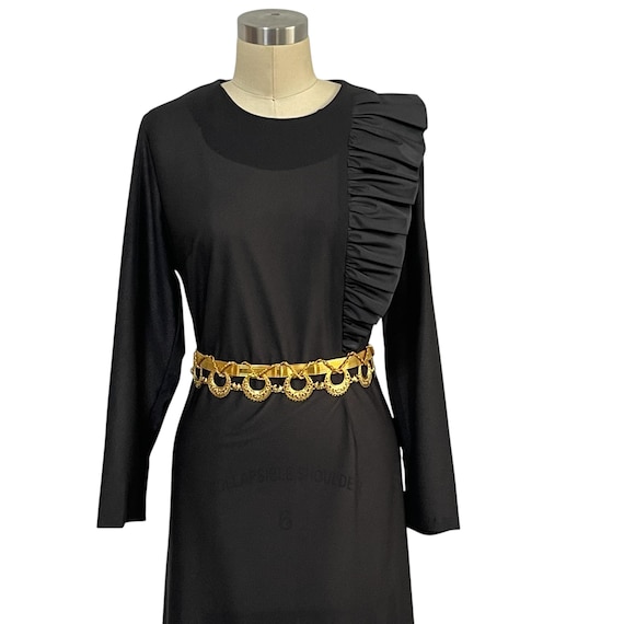 Vintage 80s 90s Avant Garde Ruffle Dress. Sheer Black Sheath Dress. Elegant Formal Dress. Vintage Black Party Dress. Retro 20s 30s Dress.