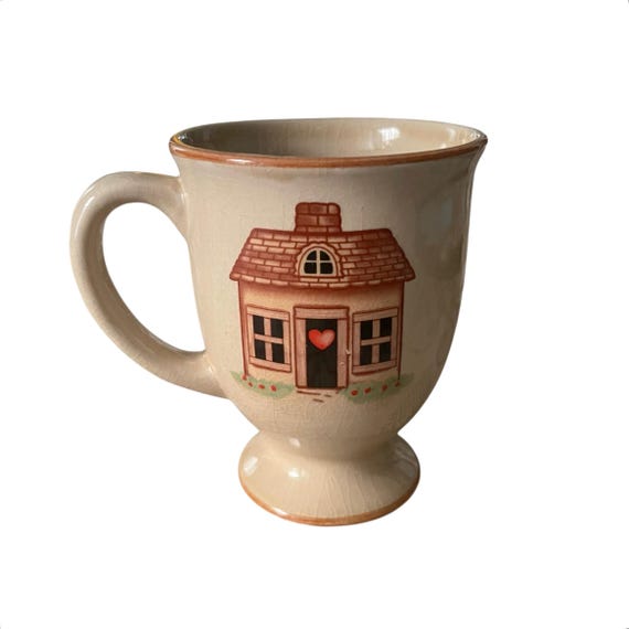 Vintage Pottery Coffee Tea Mug: 70s 80 Cottage Home Coffee Mug