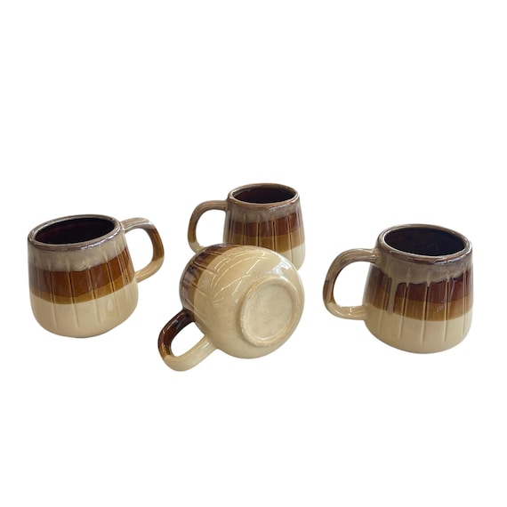 Vintage Drip Glaze Mugs. Ombre Drip Glaze Coffee Tea Mugs. Vintage Drip Glaze Mugs. Cottagecore Pottery Mugs. Stoneware Mugs. Set of (4).