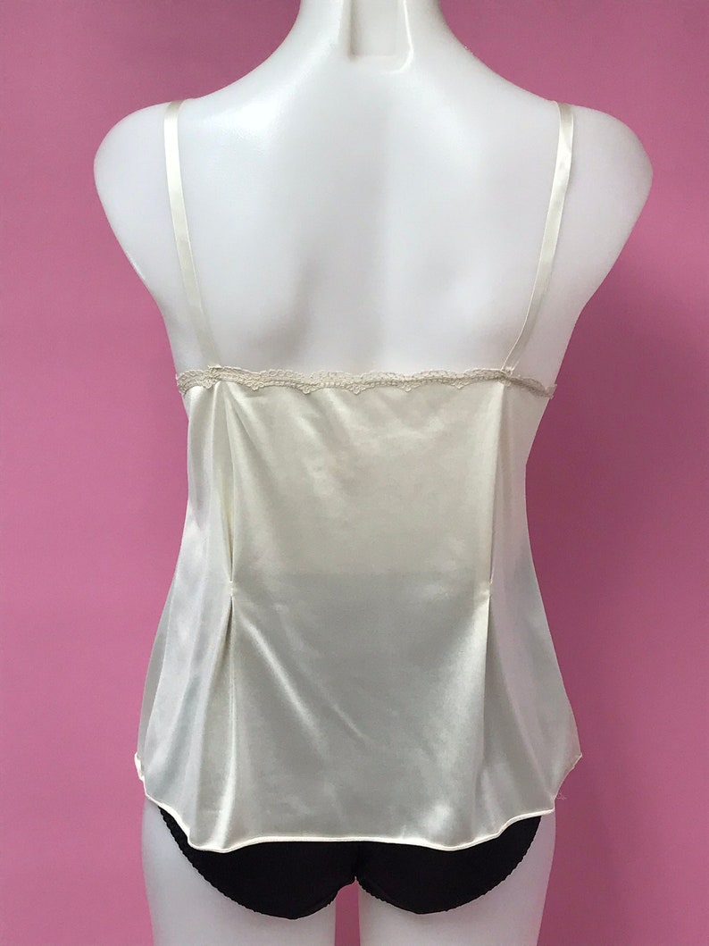 80s vanity fair cream empire lace nylon camisole lace slip top