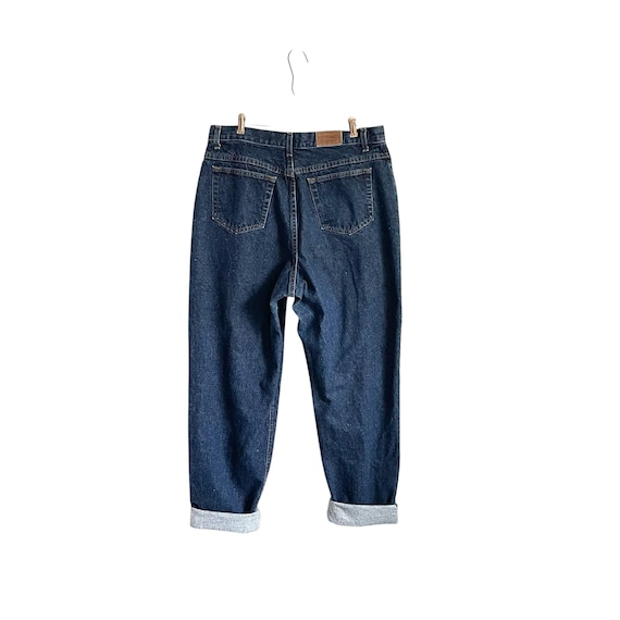Vintage LL Bean Brown Tab Navy Blue Jeans. Dark Mid-Calf Denim Pants. Casual Plus Size Mom Jeans. High-Rise Waist. Natural Fit. 80s. 90s.