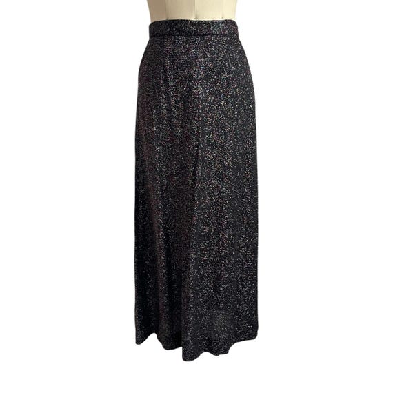 Vintage Black Rainbow Shimmer Maxi Skirt. Dark Shimmery Disco Party Skirt. A-Line Maxi Party Skirt. High Waist Skirt. 70s 80s Dress Skirt.