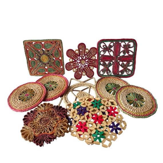 Vintage Wicker Trivet. Vintage Basket Woven Trivet. Cottage Farmhouse Wall Decor. Vintage Kitchen Trivet. Cottagecore Wicker Trivet. 60s 70s