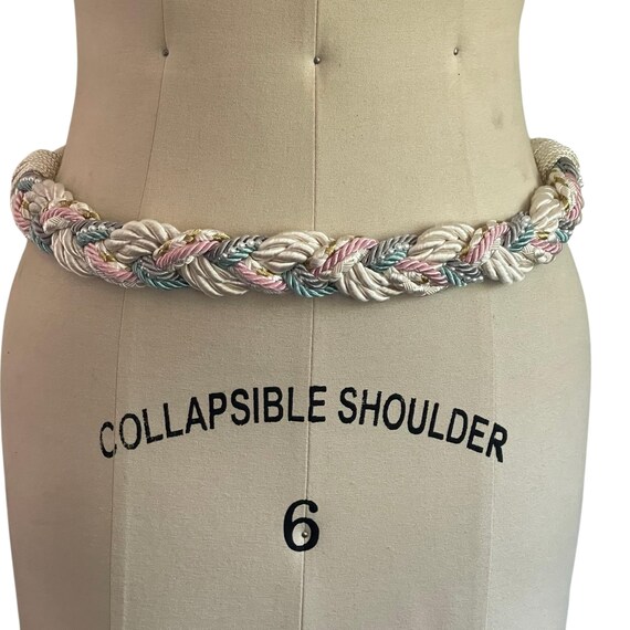Vintage Pastel Braided Belt: Woven, Fairycore, 28-32" Waist